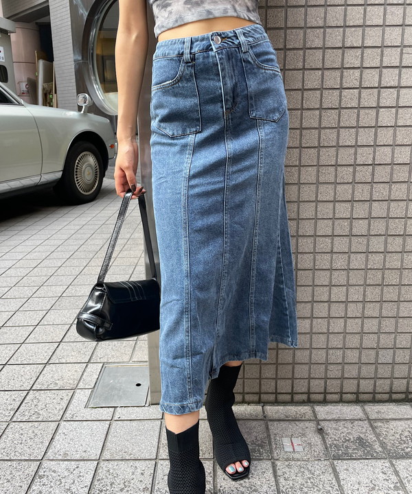 Flare denim long skirt|【公式】ROGER AND RAW通販サイト