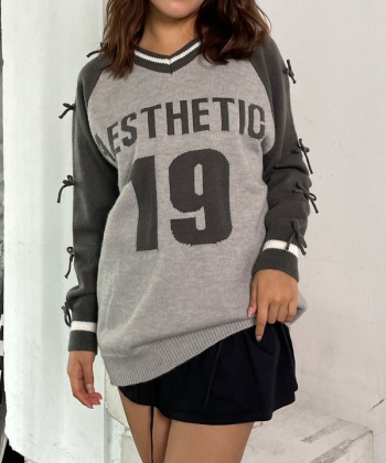 Side ribbon number knit