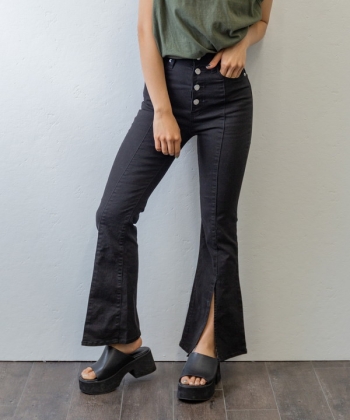Stretch denim flare pants