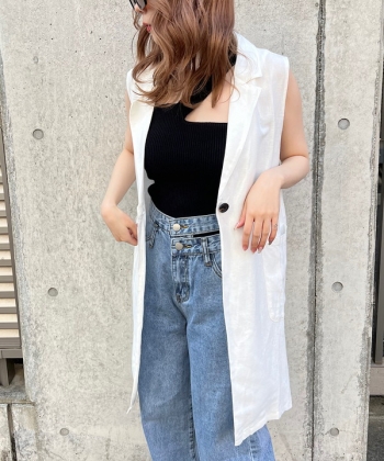 COTTON LINEN TAILORED VEST