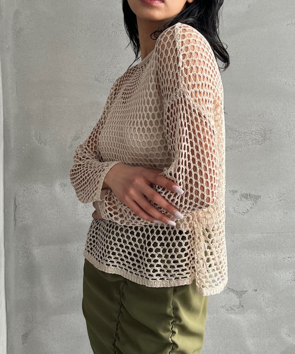 Mesh knit ＆ camisole ensemble