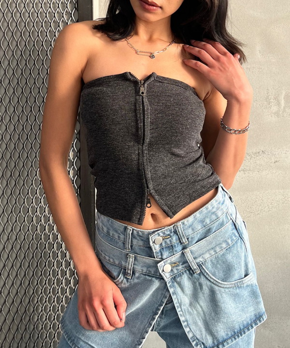 Double zip bare top