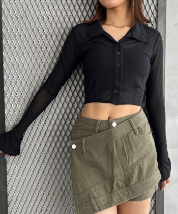 Sheer cropped shirt