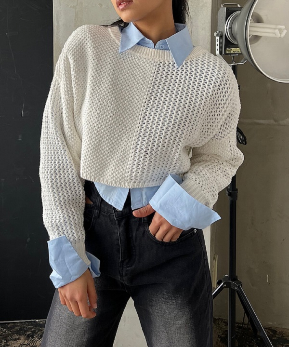 【新色】Crochet knit ＆ short shirt SET