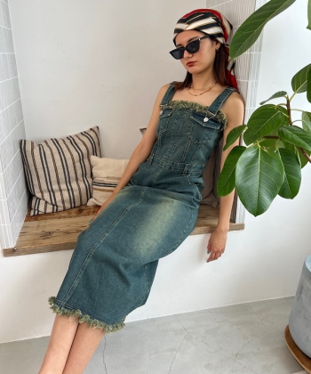 Denim overall skirt