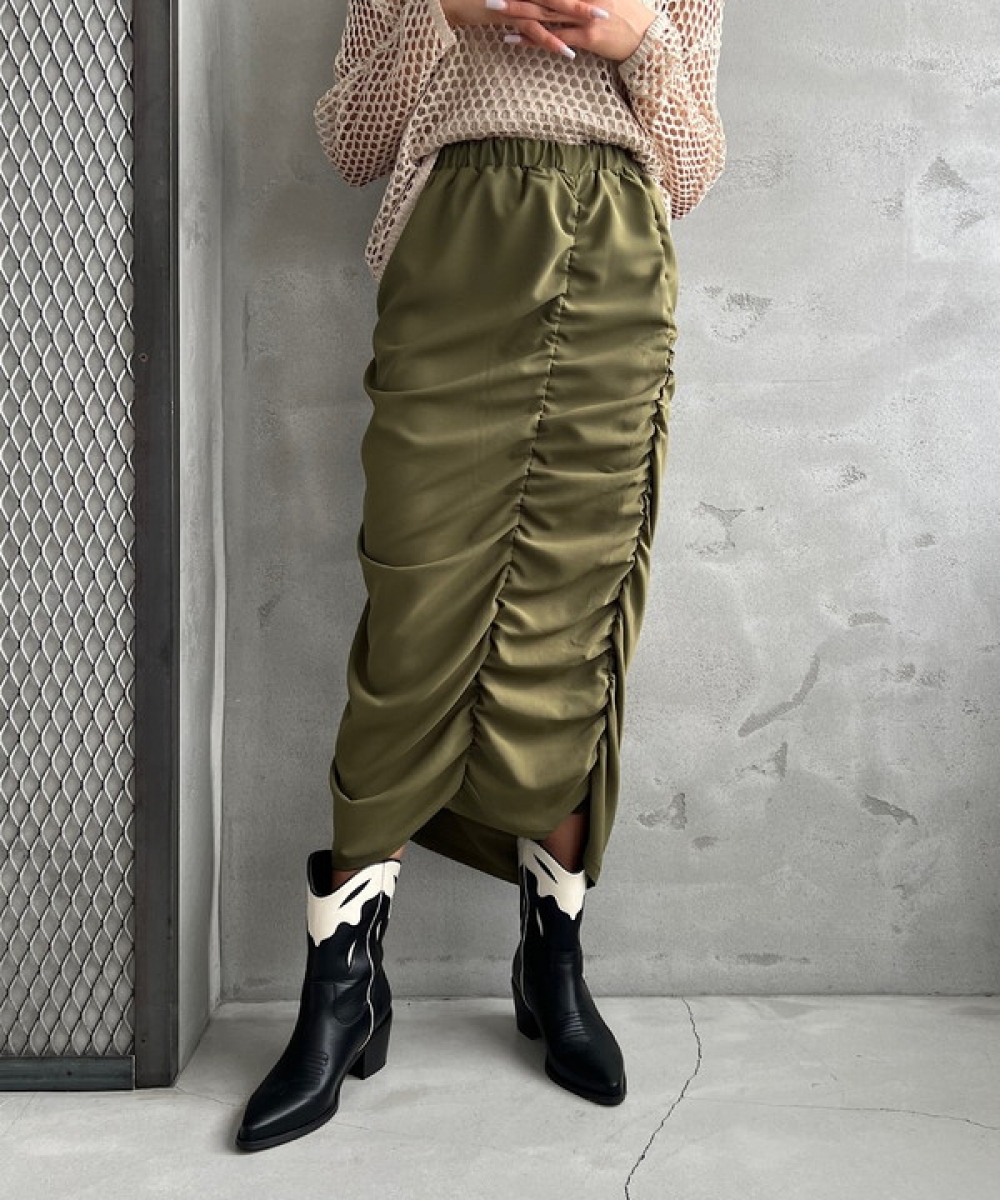 Shirring cocoon skirt