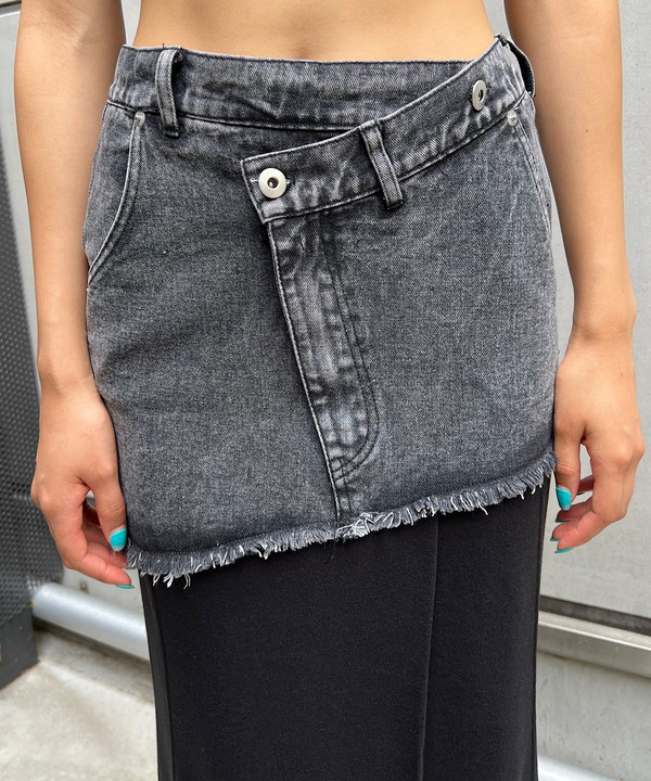 新品】DENIM DOCKING SWEAT SKIRT ／ホワイト-