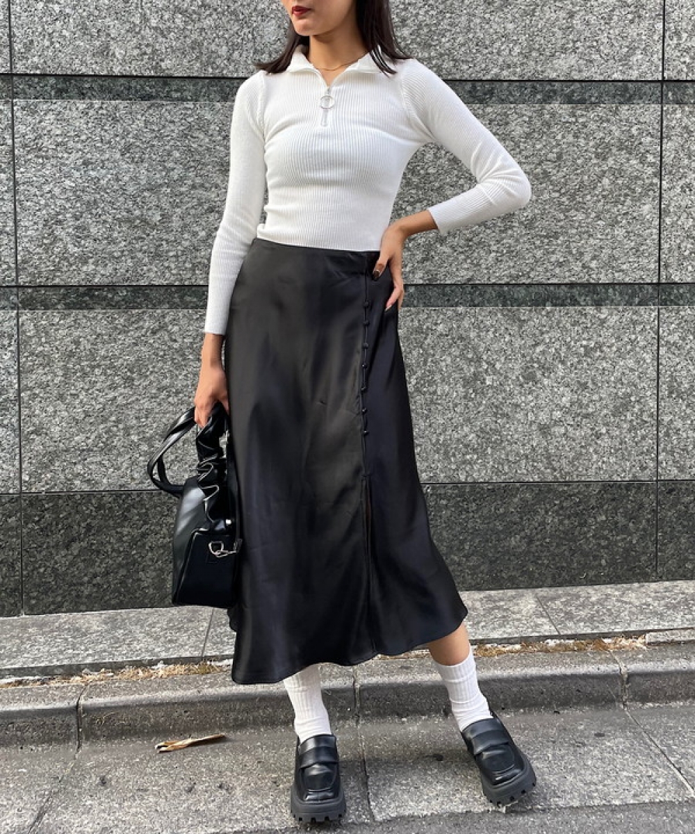 Satin midi skirt