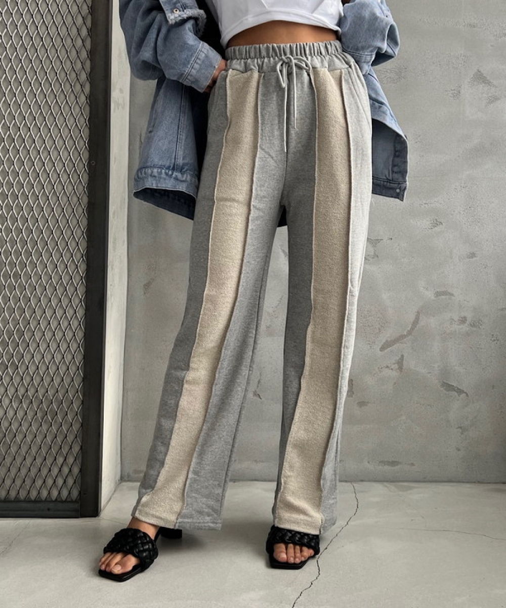 Wrong side switching sweat pants