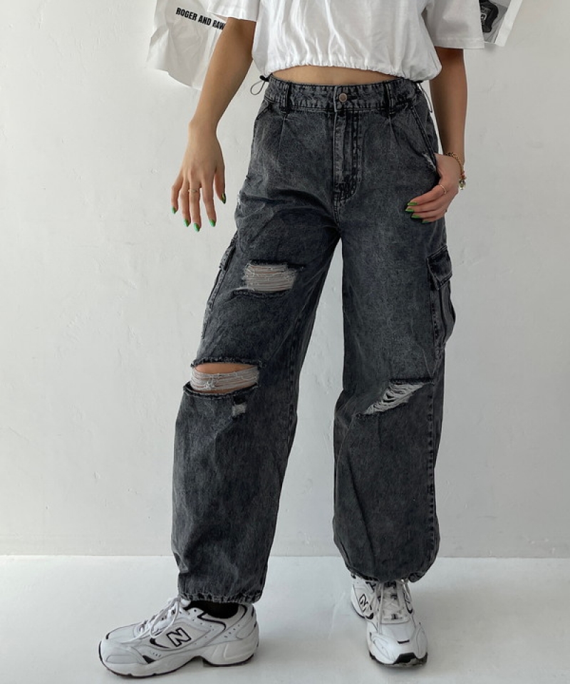 Damage denim cargo pants