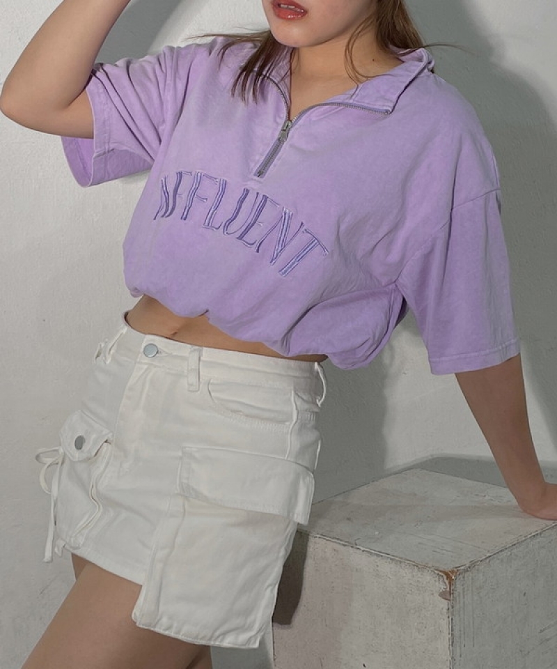 Enbroidery halfzip balloon T