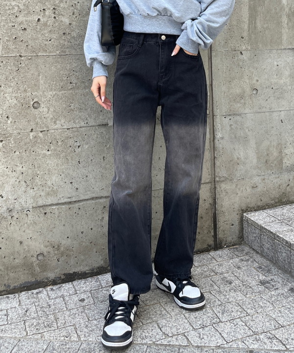 Gradation denim pants