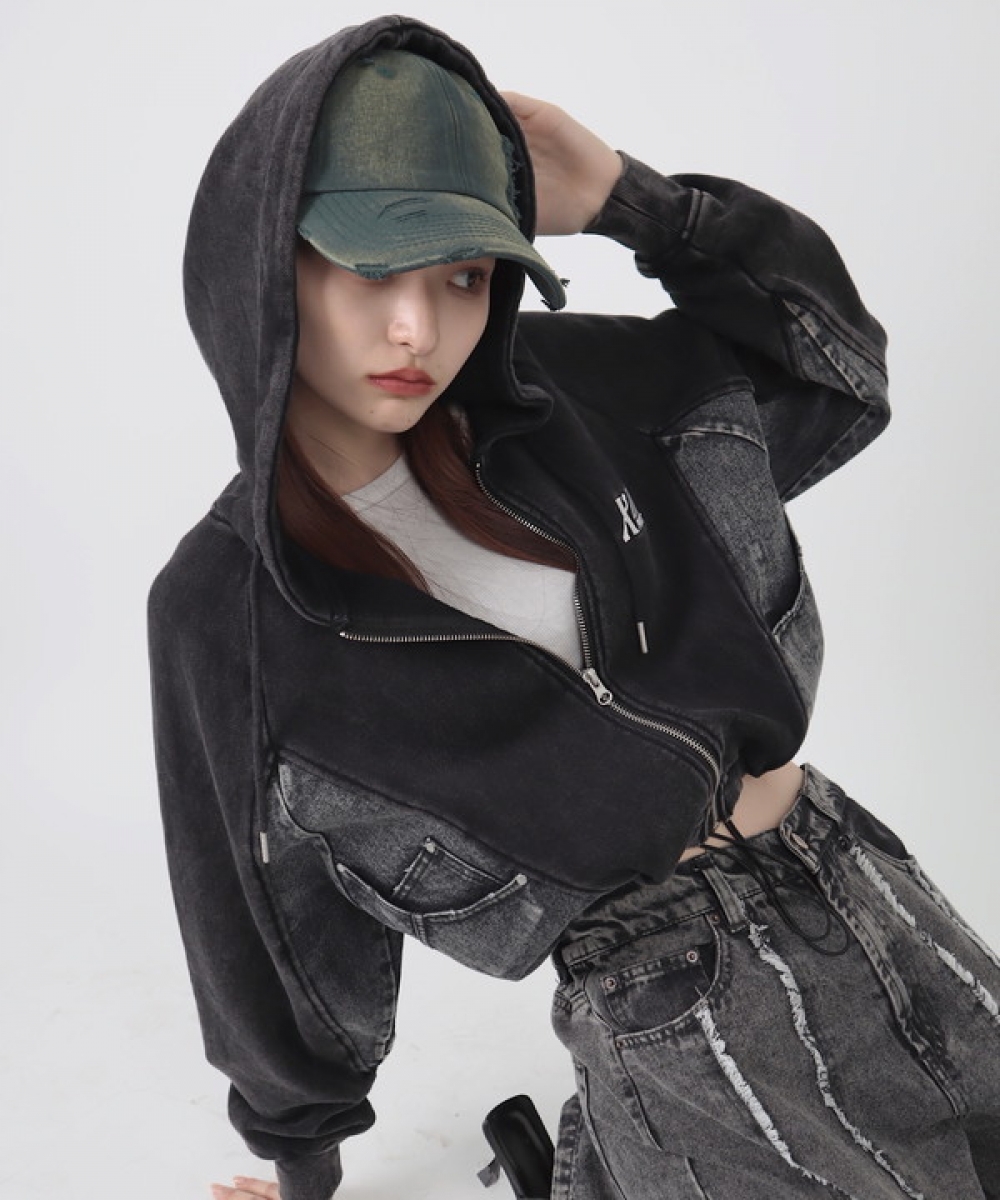 Short denim docking parka