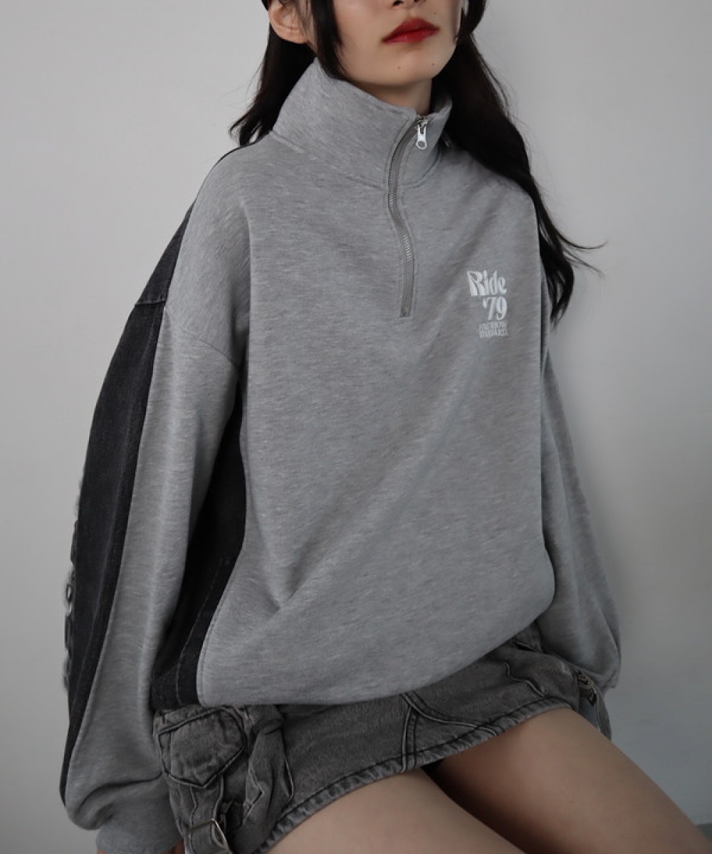 Back laceup halfzip pullover