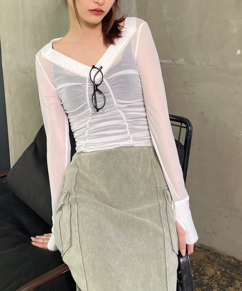 Sheer vneck tops