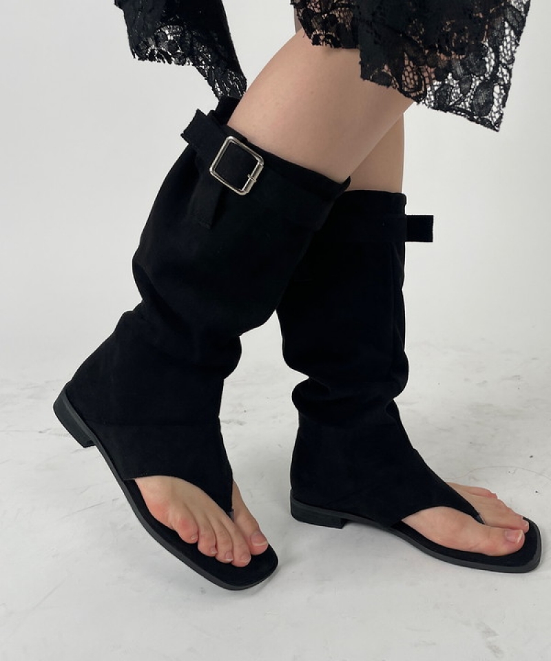 Suede open toe boots