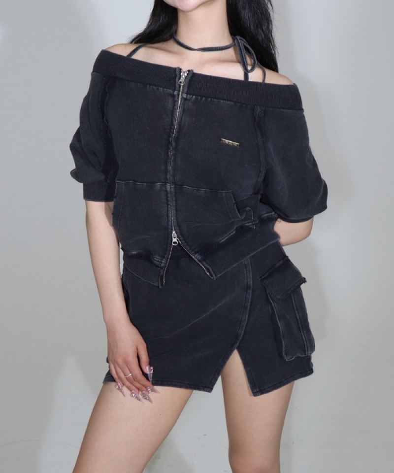 Choker wzip tops＆mini skirt  SETUP