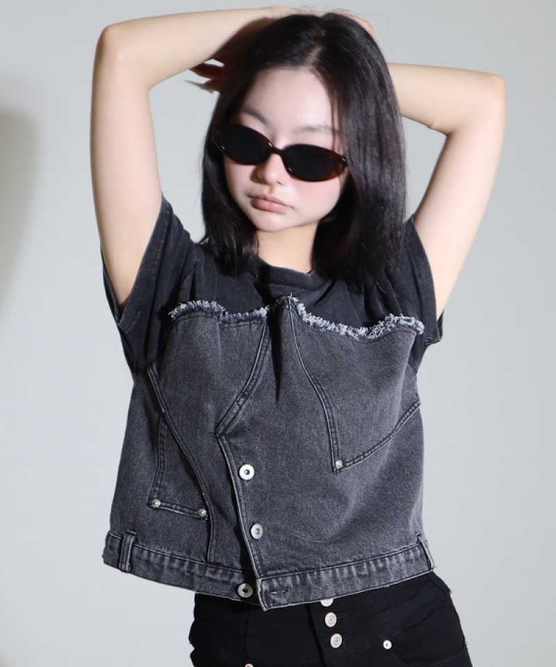 Denim docking short tshirt