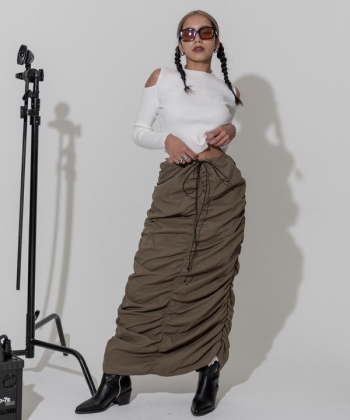 Shirring long skirt