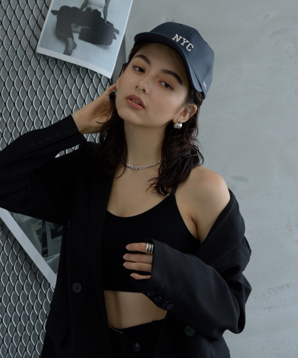 【-UN-UNISEX】Fake leather logo CAP