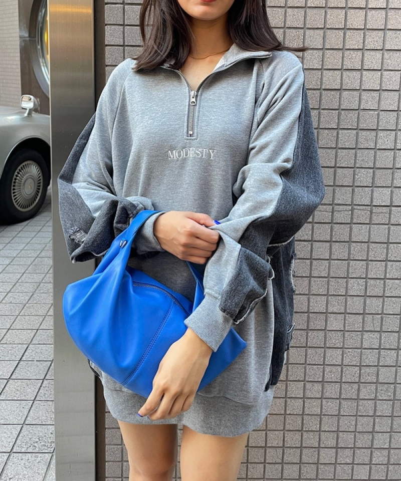 Back denim HN zip pullover