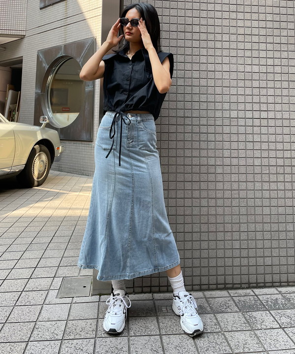Flare denim long skirt|【公式】ROGER AND RAW通販サイト