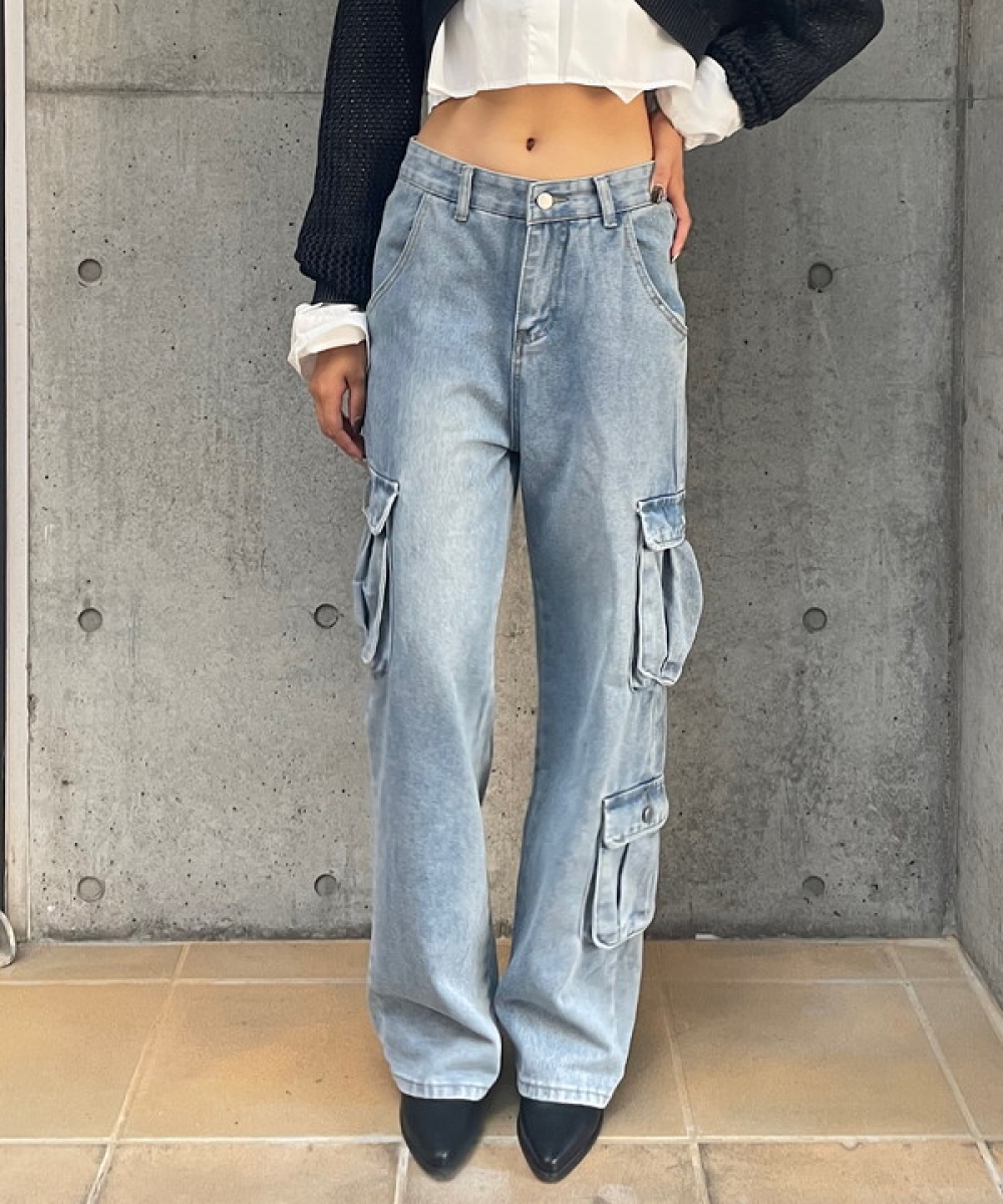 Denim cargo pants