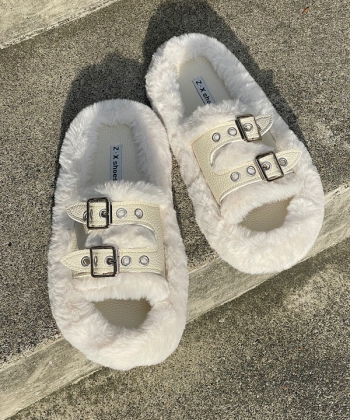 Fur double belt ｓandal