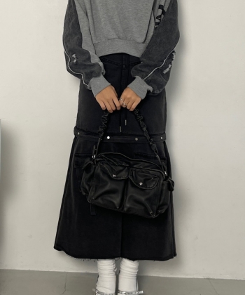 2way denim flare skirt