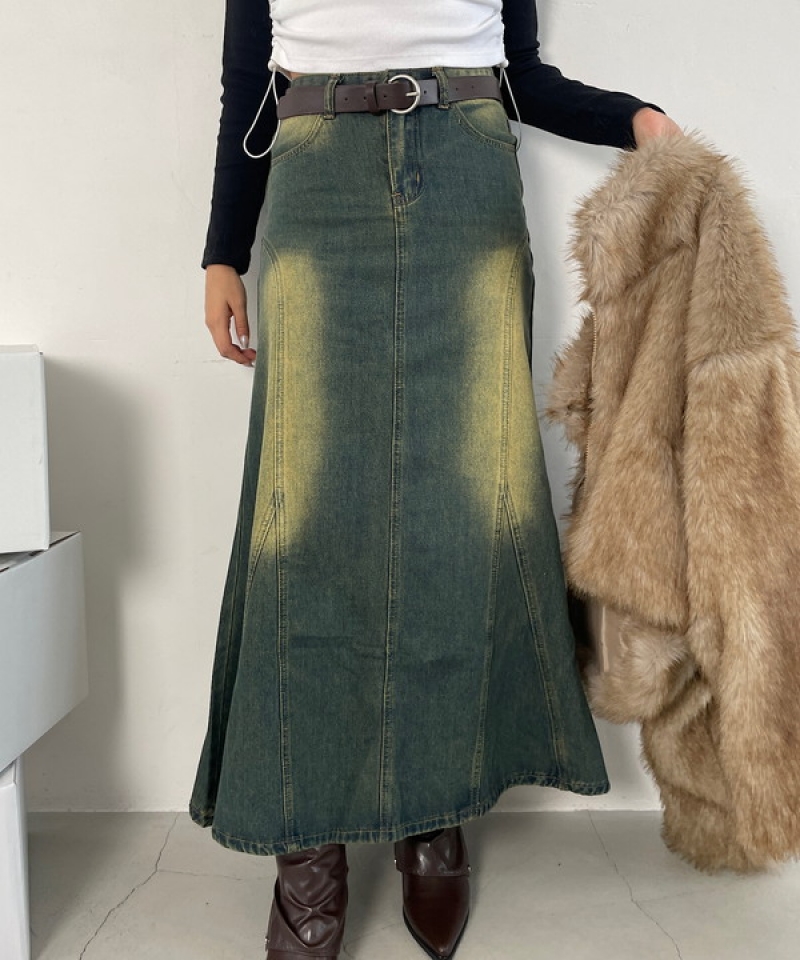 Denim flare skirt