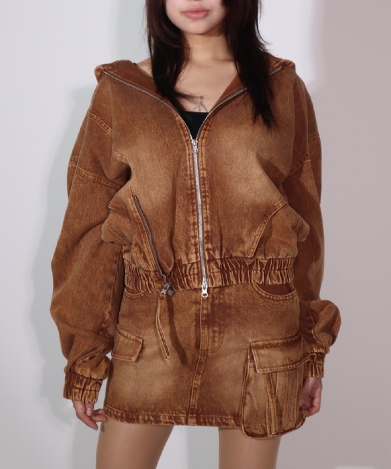 Denim hood zip jaket