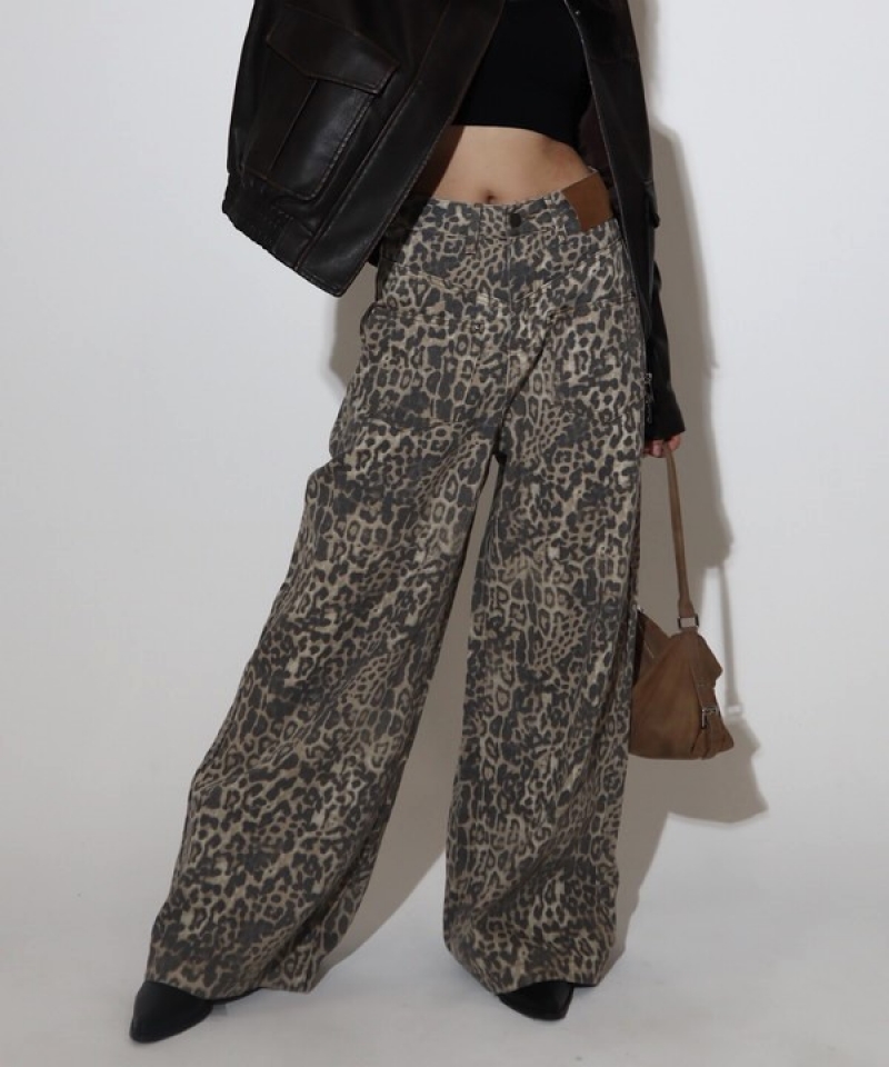 leopard design wide pants