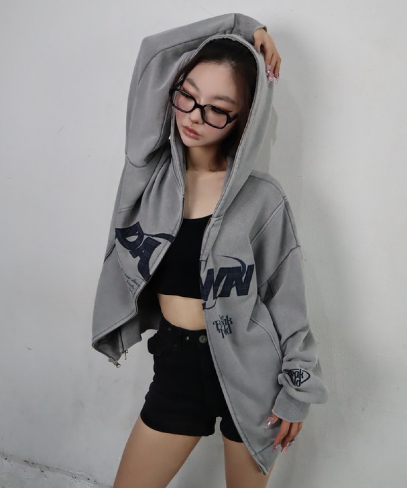 Wzip checked logo big hoodie
