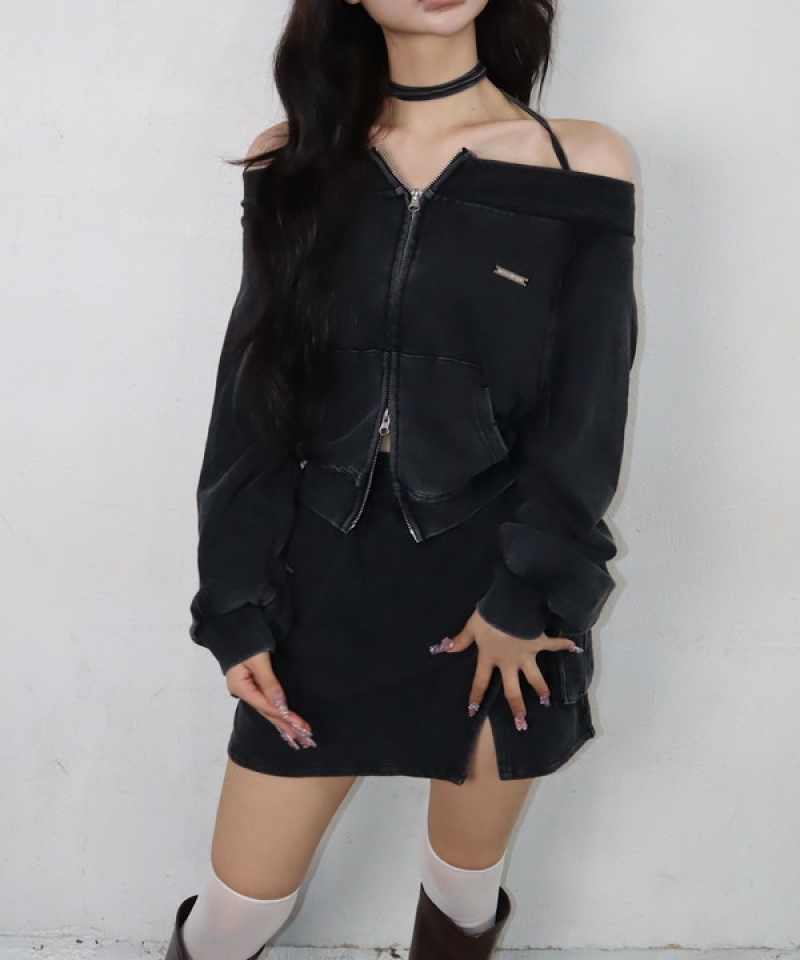 Long sleeve choker tops＆skirt SETUP